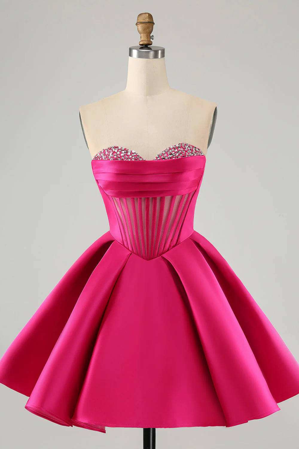 Fuchsia Beaded Sweetheart Fascinating Bud Short Mini Homecoming Dress