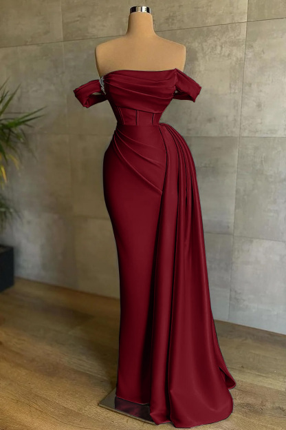 Nobel Off-the-Shoulder White Strapless Mermaid Evening Dress With Ruffles