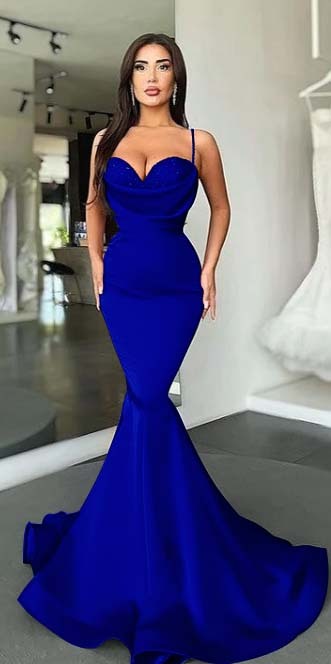 Mermaid Red Spaghetti Strap Sleeveless Sweetheart Formal Dress With Sequins