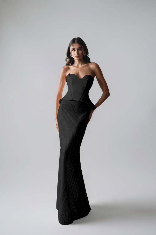 Sleeveless Strapless Long Mermaid Formal Dress With Pleated Sequins
