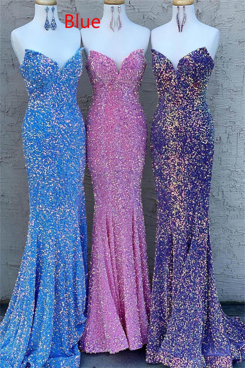 Fuchsia Mermaid Prom Dress with Strapless Sequins