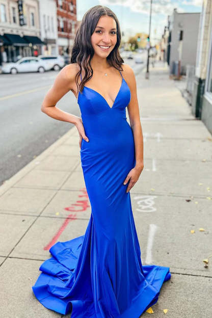 Simple Royal Blue Prom Dress with Mermaid Silhouette
