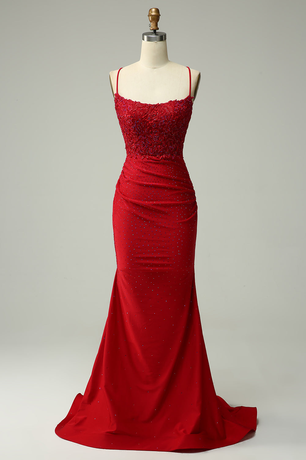 Dark Green Long Prom Dress with Mermaid Spaghetti Straps and Appliques