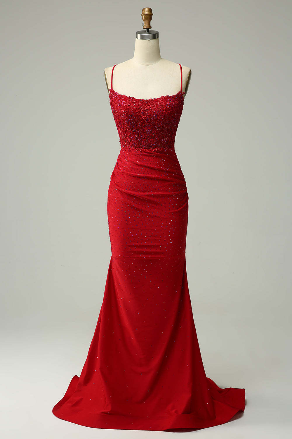 Dark Green Long Prom Dress with Mermaid Spaghetti Straps and Appliques