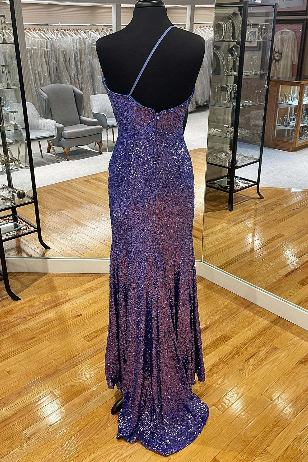 Mermaid Prom Dress with One Shoulder and Sequins Featuring a Slit