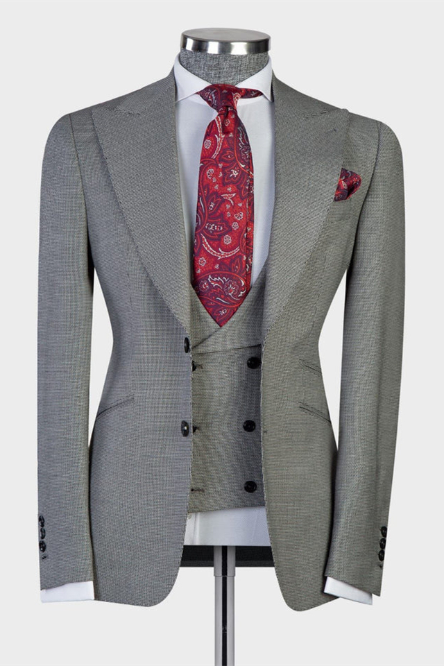 Eugene Latest Design Three-Piece Gray Peaked Lapel Men's Suits