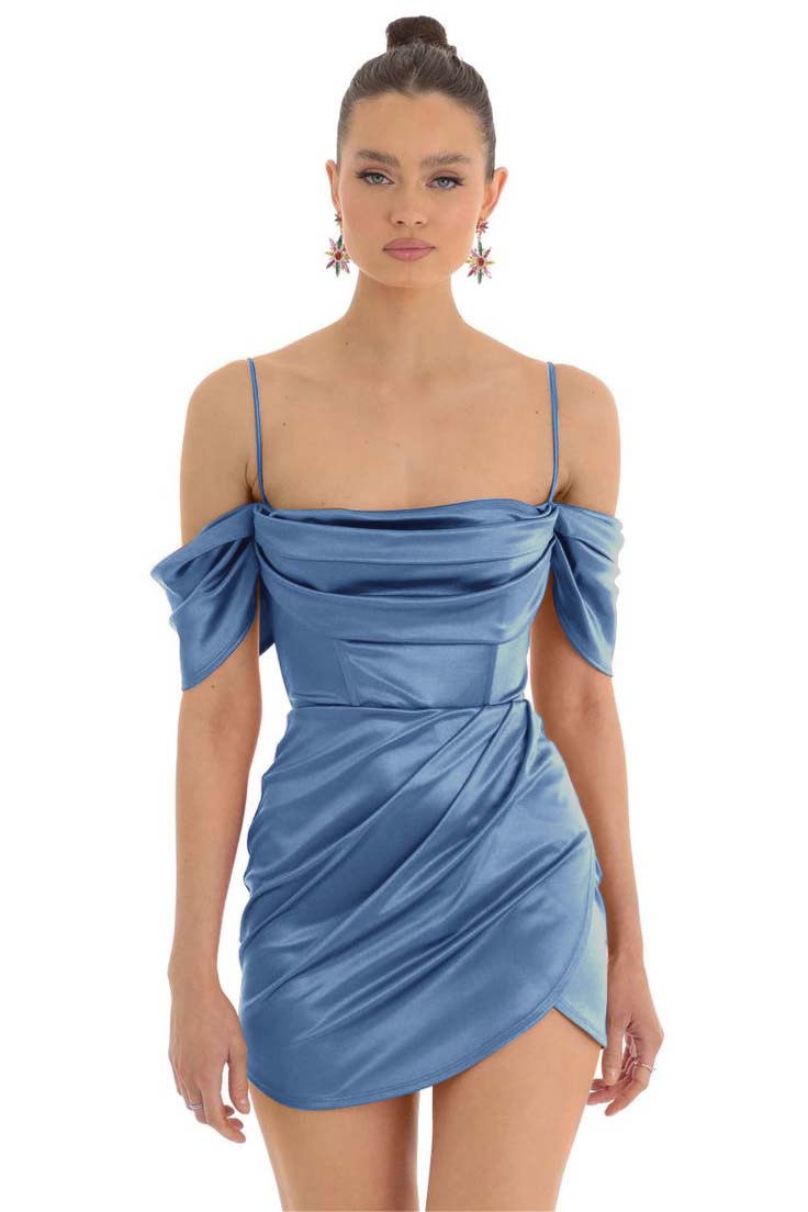 Pretty Fuchsia Spaghetti-Straps Pleats Off-The-Shoulder Short Mini Homecoming Dress