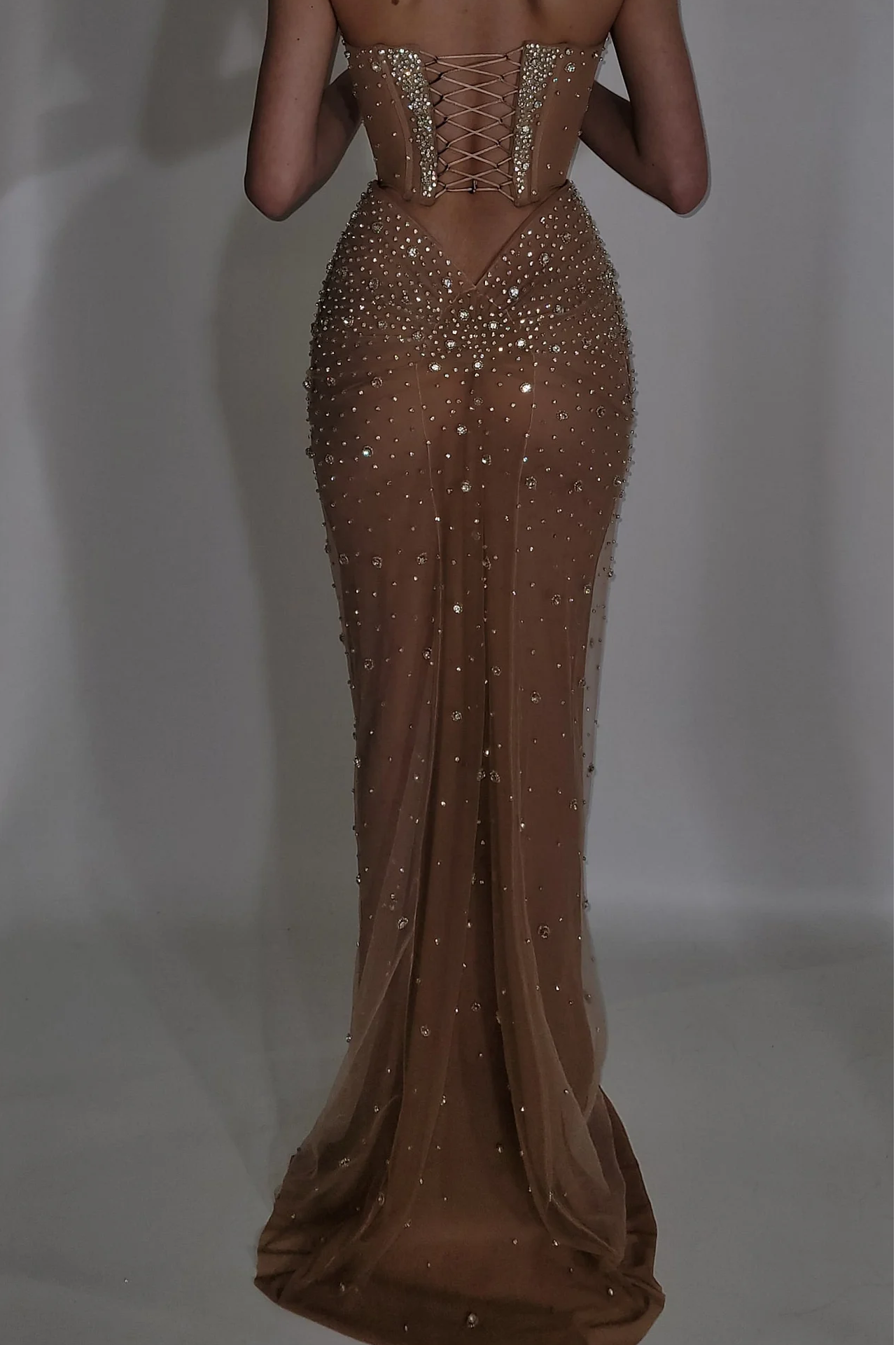 Strapless Sleeveless Mermaid Long Formal Dress With Beading Tulle