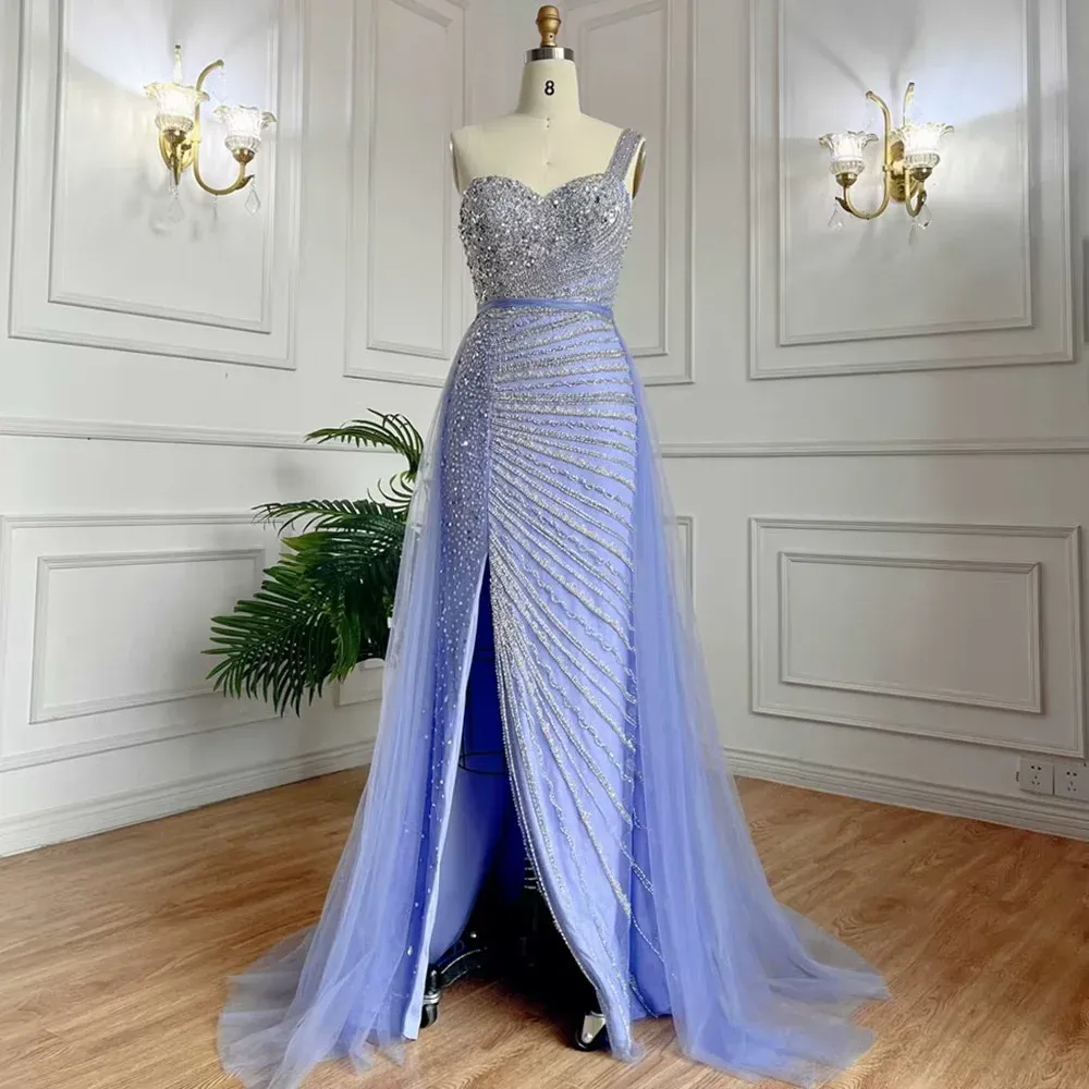 Gorgeous Lavender One shoulder Bead Embroidery Customizable Floor Length Formal Dress