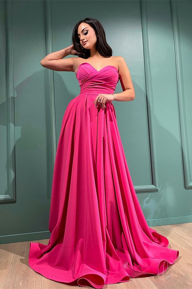 Sweetheart Fuchsia Long Evening Dress With Split