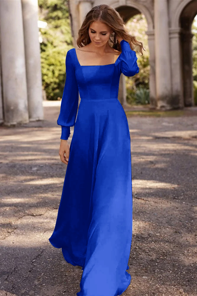 Square A-Line Long Sleeves Wedding Dress