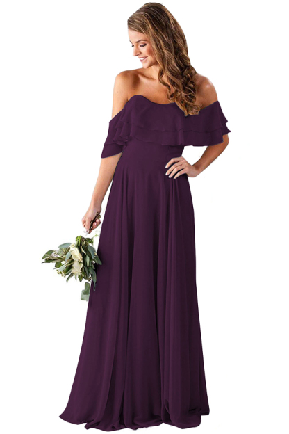 Ruffle Off-the-Shoulder Bridesmaid Dress