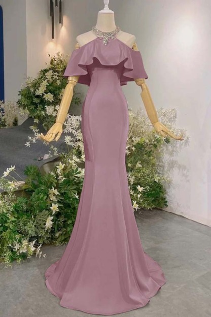 Sleeveless Off the Shoulder Long Mermaid Formal Dress With Pleated