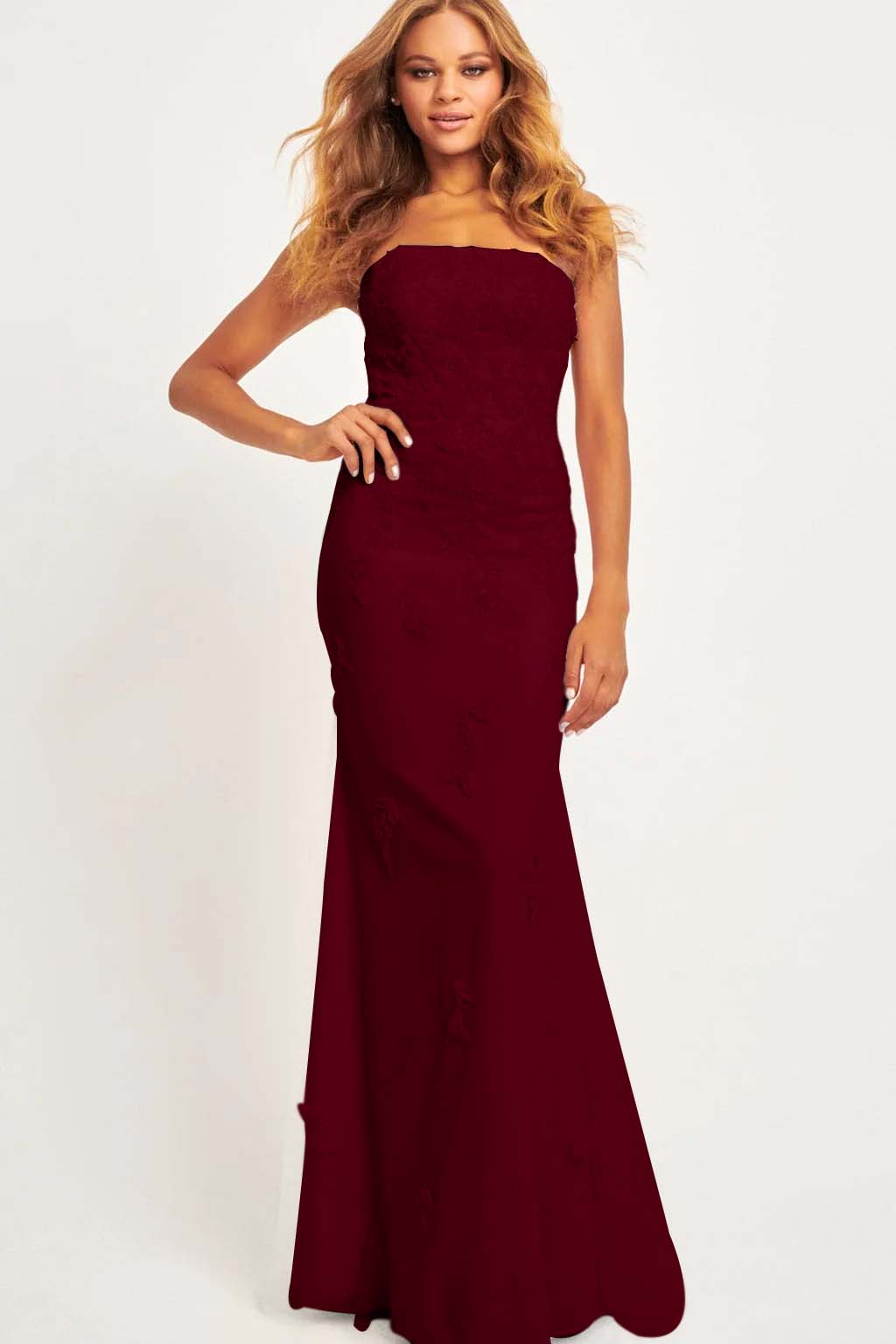 Strapless Sleeveless Long Mermaid Formal Dress With Appliques