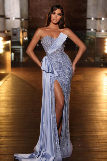 Gorgeous Sweetheart Mermaid Long Evening Dress Slit With Beads