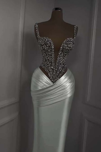 Spaghetti Strap Sweetheart Sleeveless Long Formal Dress With Beading