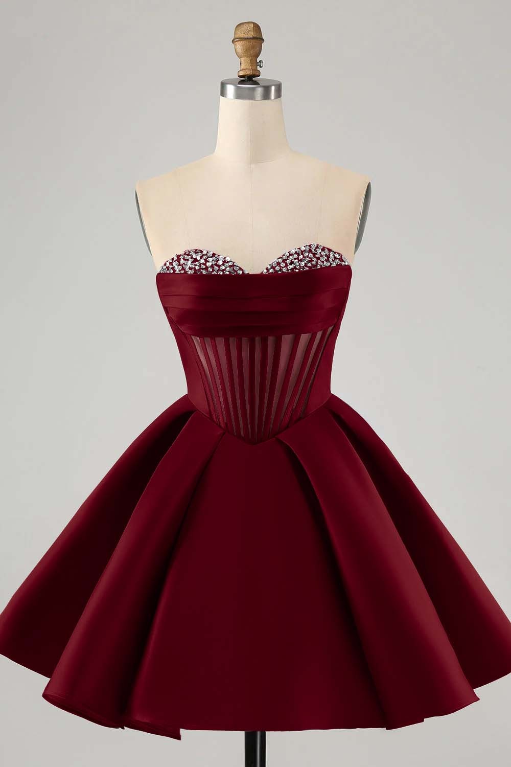 Fuchsia Beaded Sweetheart Fascinating Bud Short Mini cocktail Dress