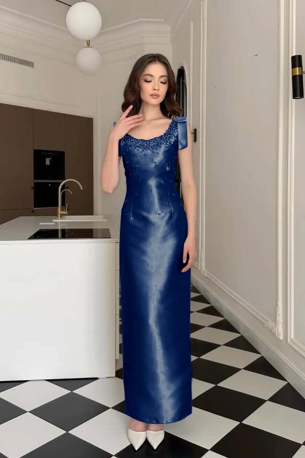 Glamorous Straps Sleeveless Long Formal Dress With Appliques Beading