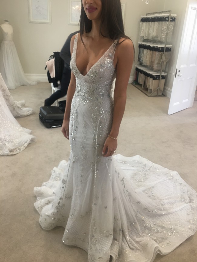 Romantic Strapless Long Mermaid Wedding Dress with Sequins