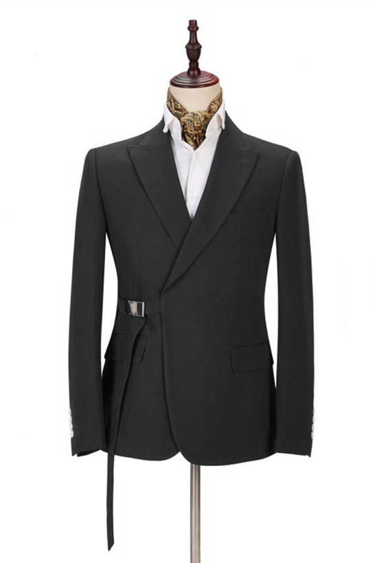 High-Quality Buckle Button Peak Lapel Business Bespoke Prom Suit for Guys