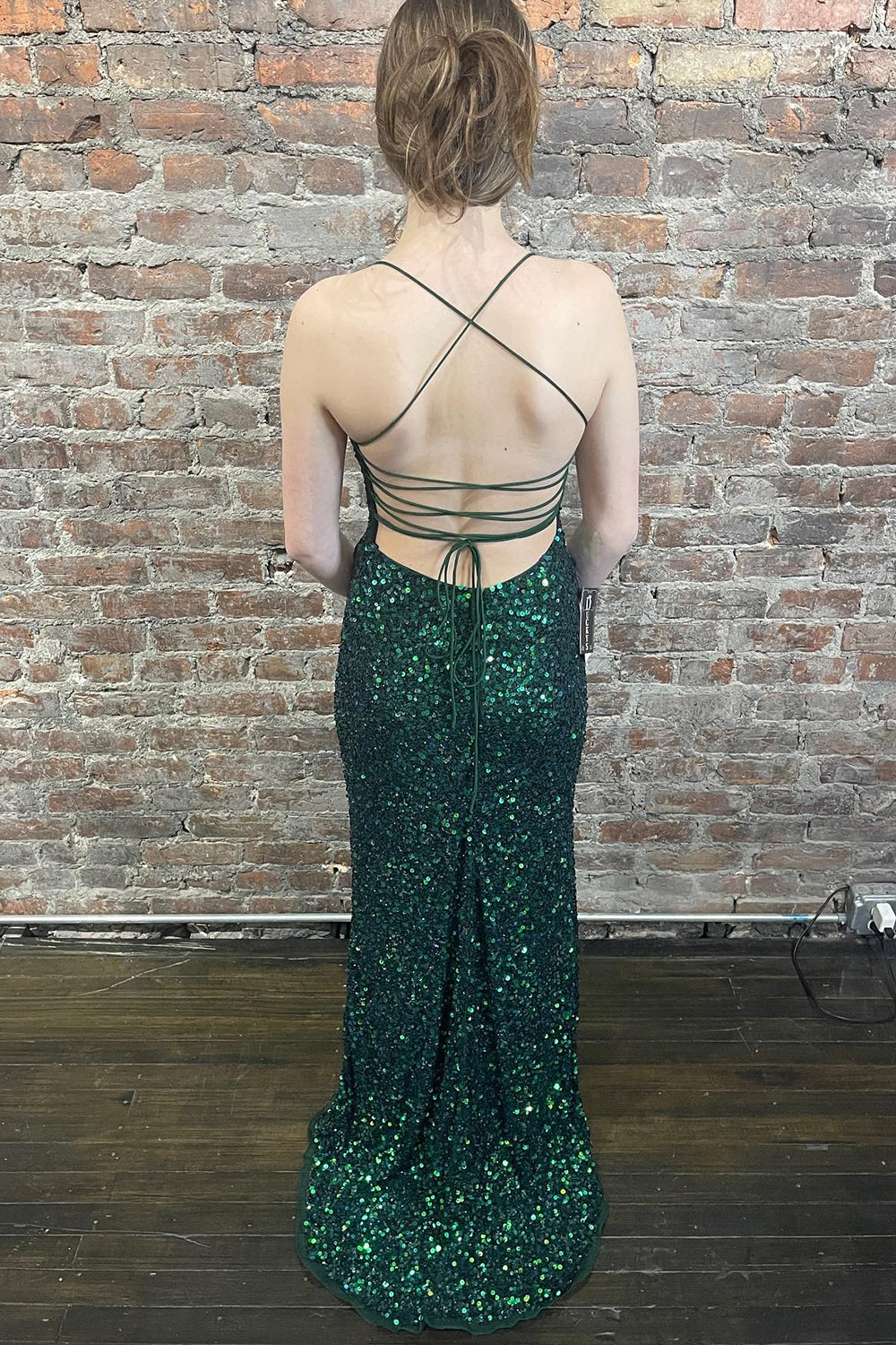 Long Royal Blue Prom Dress with Sparkly Sequins Backless Design and Slit