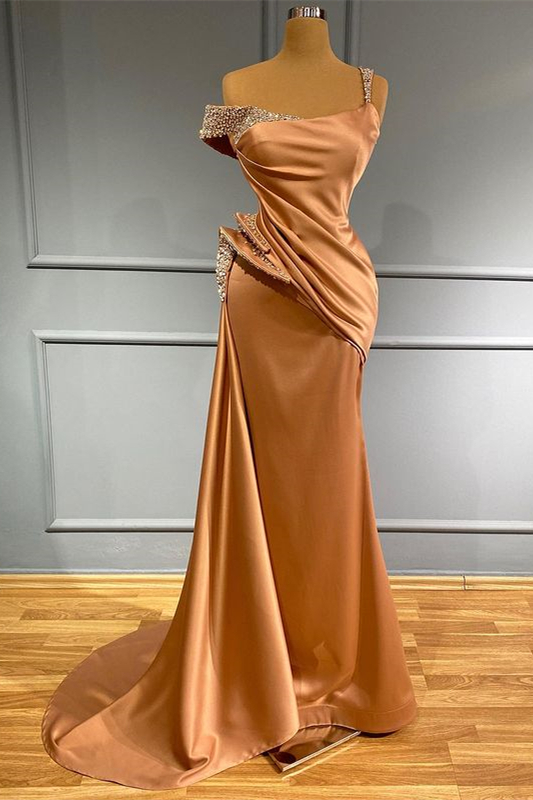 Long Mermaid Off-The-Shoulder Ruffles Evening Dress With Beads
