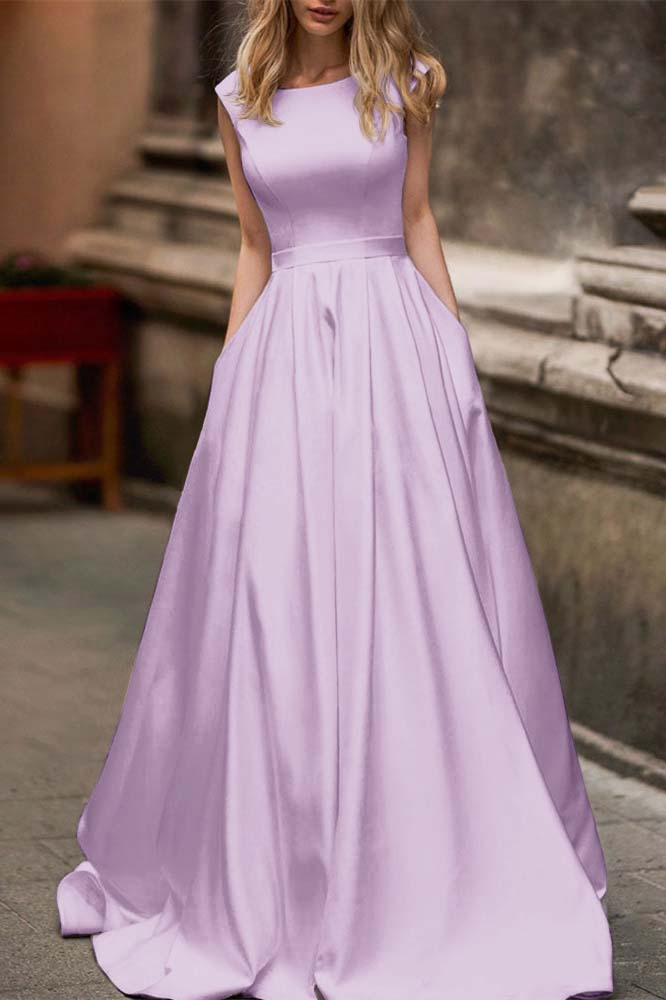 Cap Sleeves Wedding Dress with Pockets