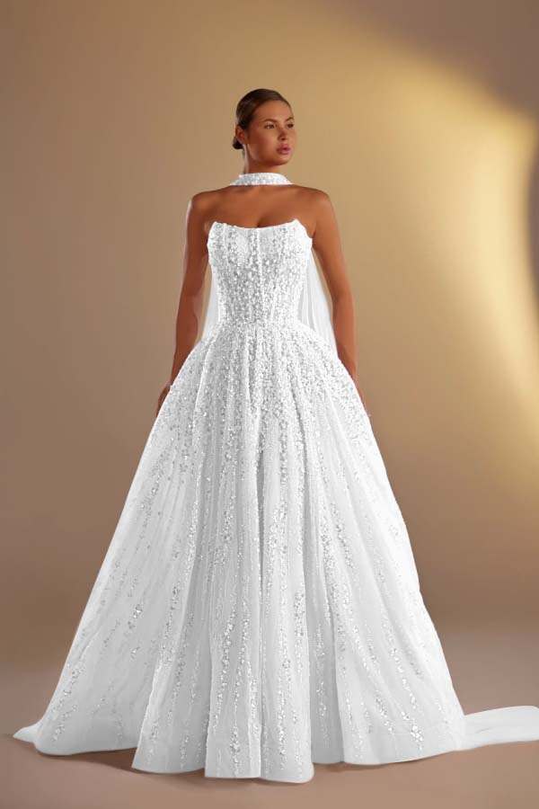 Strapless Sleeveless Long A Line Formal Dress With Pleated Beading