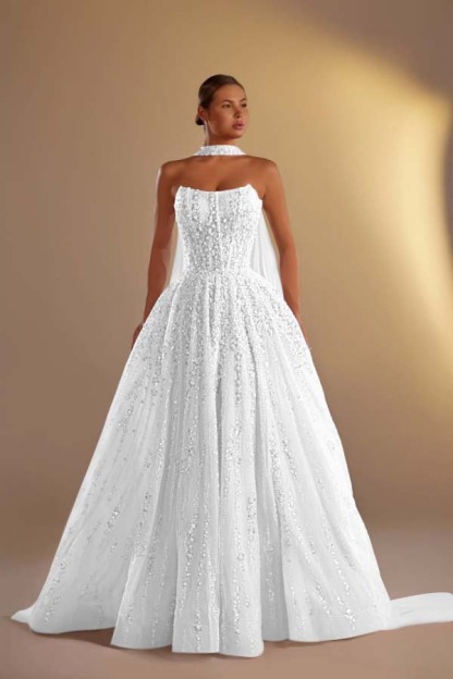 Strapless Sleeveless Long A Line Formal Dress With Pleated Beading