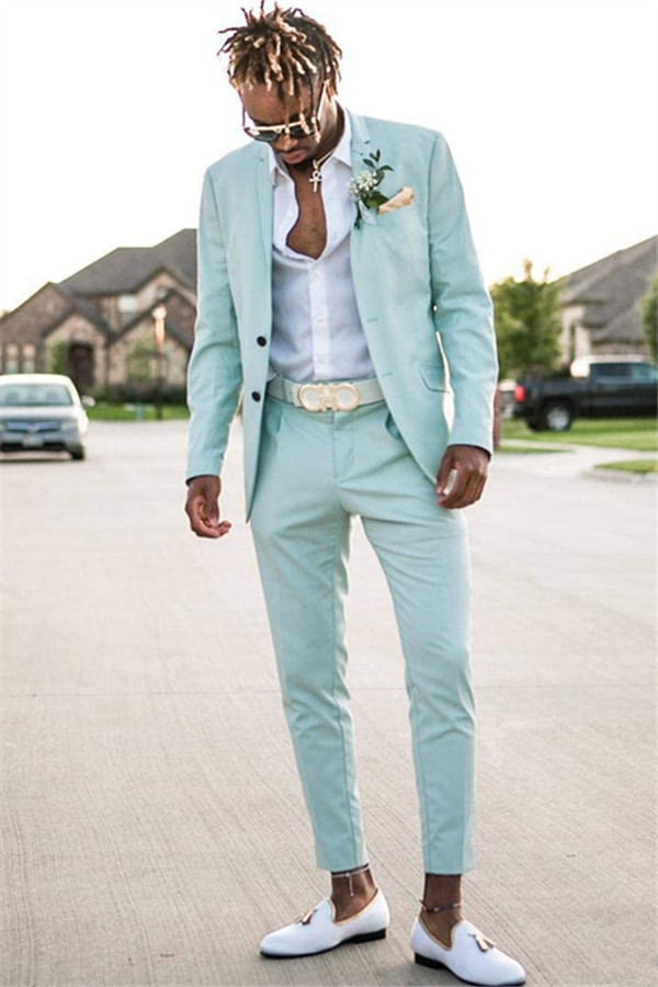 Elegant Mint Green David Beckham Royal Wedding Suit with Two Pieces