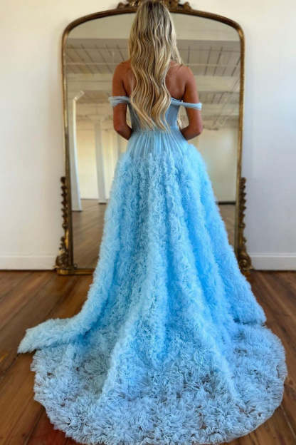 Pink Off-the-Shoulder Princess Corset Prom Dress with A-Line Ruffles