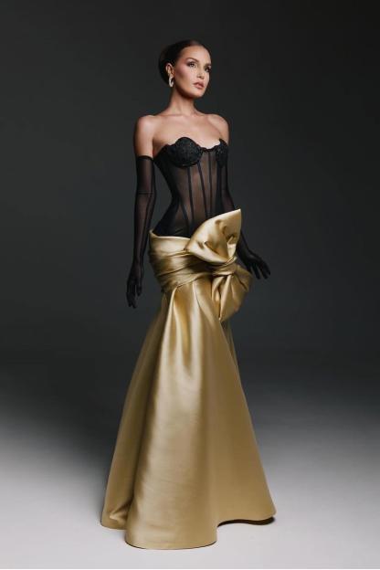 Strapless Sweetheart Sleeveless Long Mermaid Formal Dress With Gloves