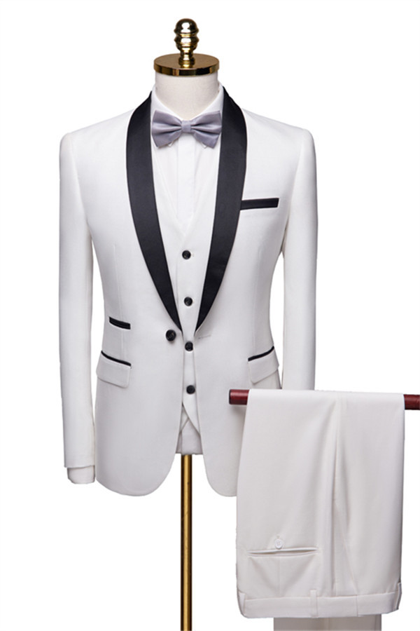 New Fashion Slim-Fit White Shawl Lapel Wedding Suit