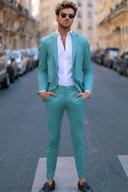 Newest Notched Lapel Two-Piece One-Button Business Formal Prom Suit for Guys