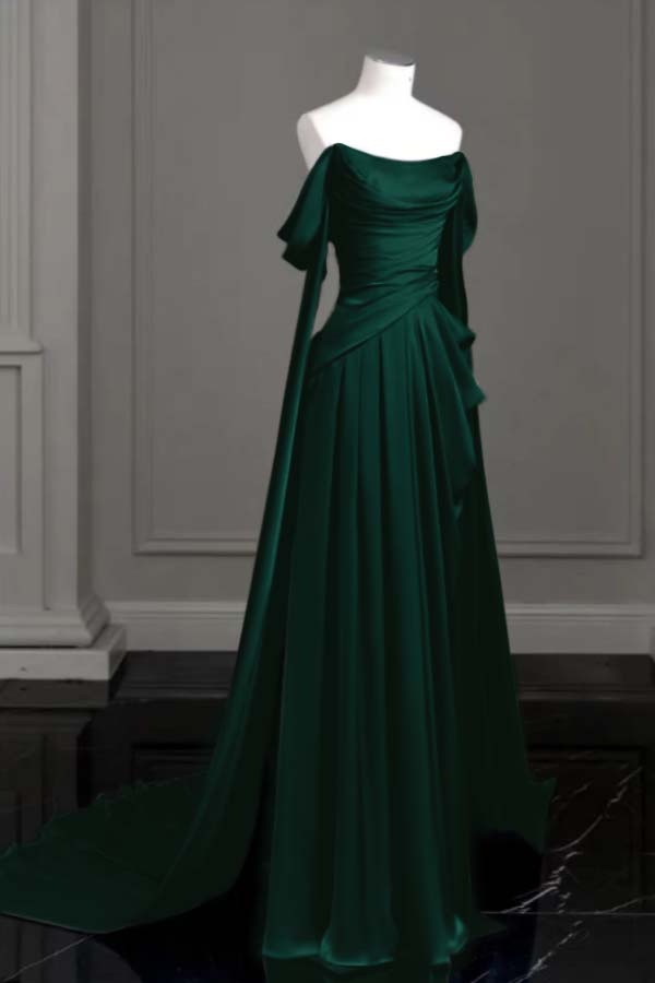 Off the Shoulder Strapless Sleeveless Long Formal Dress With Pleated
