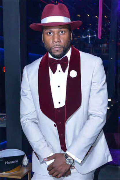 Gentle One-Button Shawl Lapel Three-Piece Wedding Suits for Men