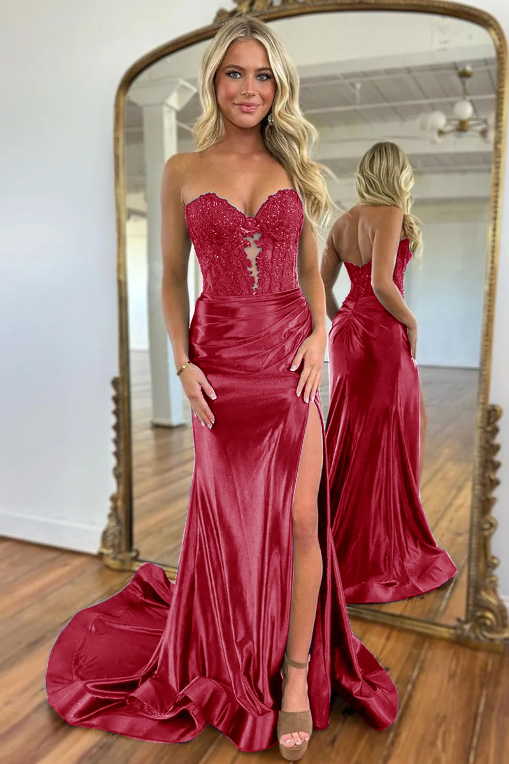 Long Sweetheart Corset Prom Dress in Royal Blue with Mermaid Silhouette and Appliques