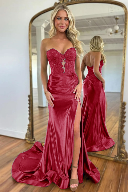 Long Sweetheart Corset Prom Dress in Royal Blue with Mermaid Silhouette and Appliques