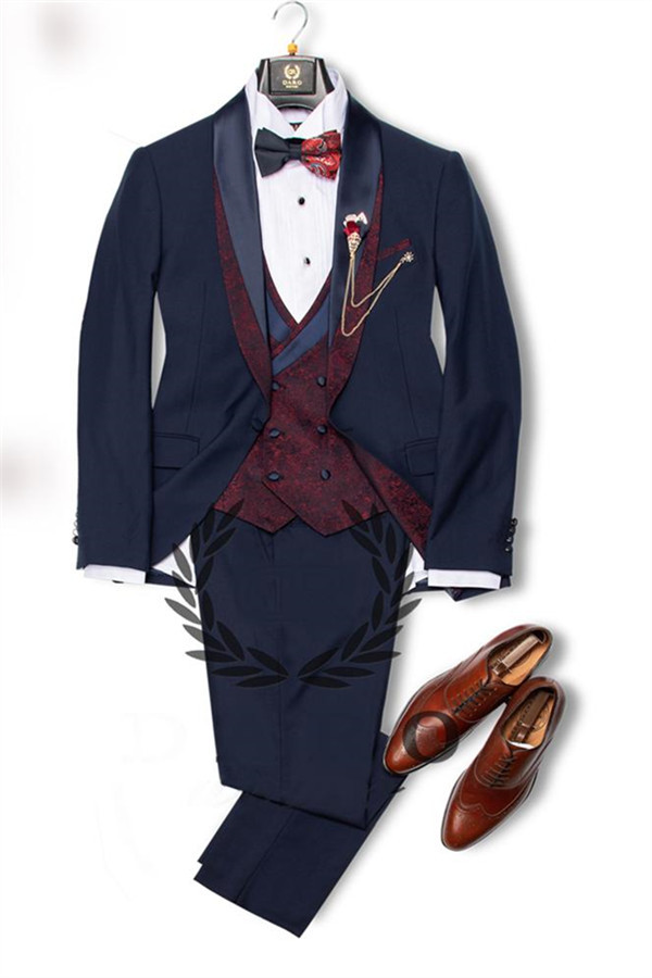 Navy Blue Ideas Formal Slim Fit Tuxedo Groom Suit