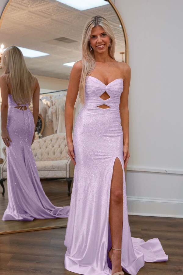 Strapless Sweetheart Sleeveless Mermaid Formal Dress With High Split