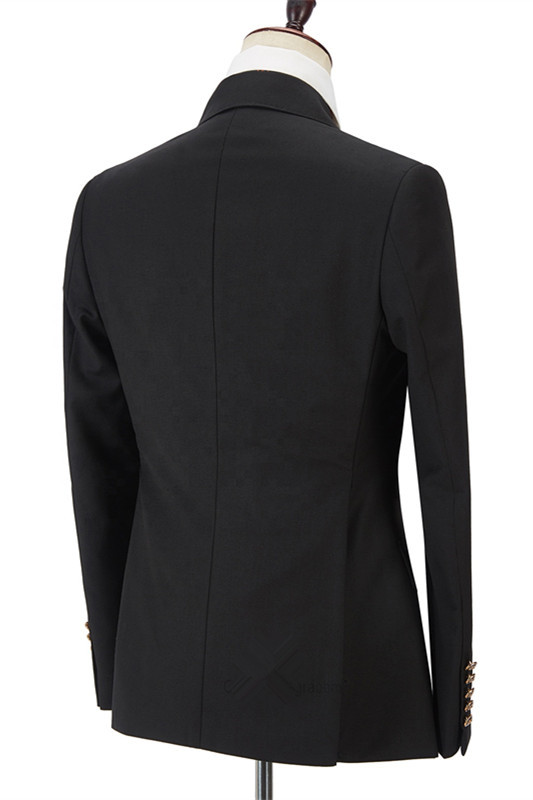 Black Double-Breasted Blazer Wedding Suit with Peak Lapel