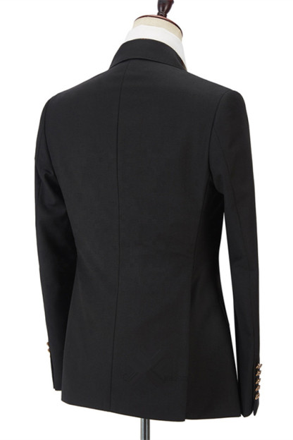 Black Double-Breasted Blazer Wedding Suit with Peak Lapel