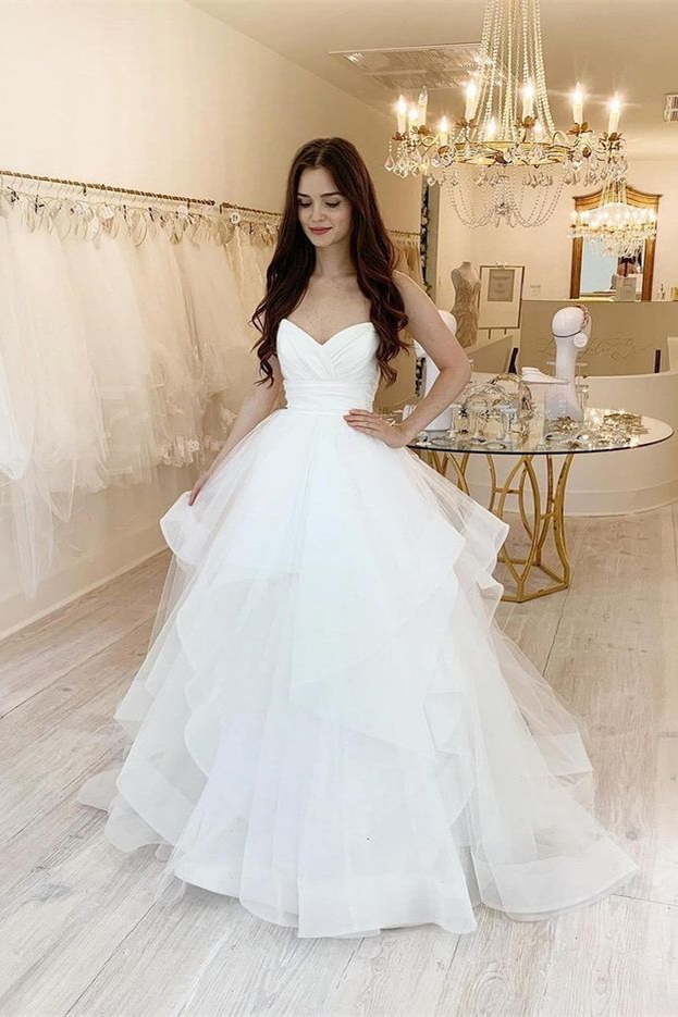Sweetheart Wedding Dress with Tulle Ruffles