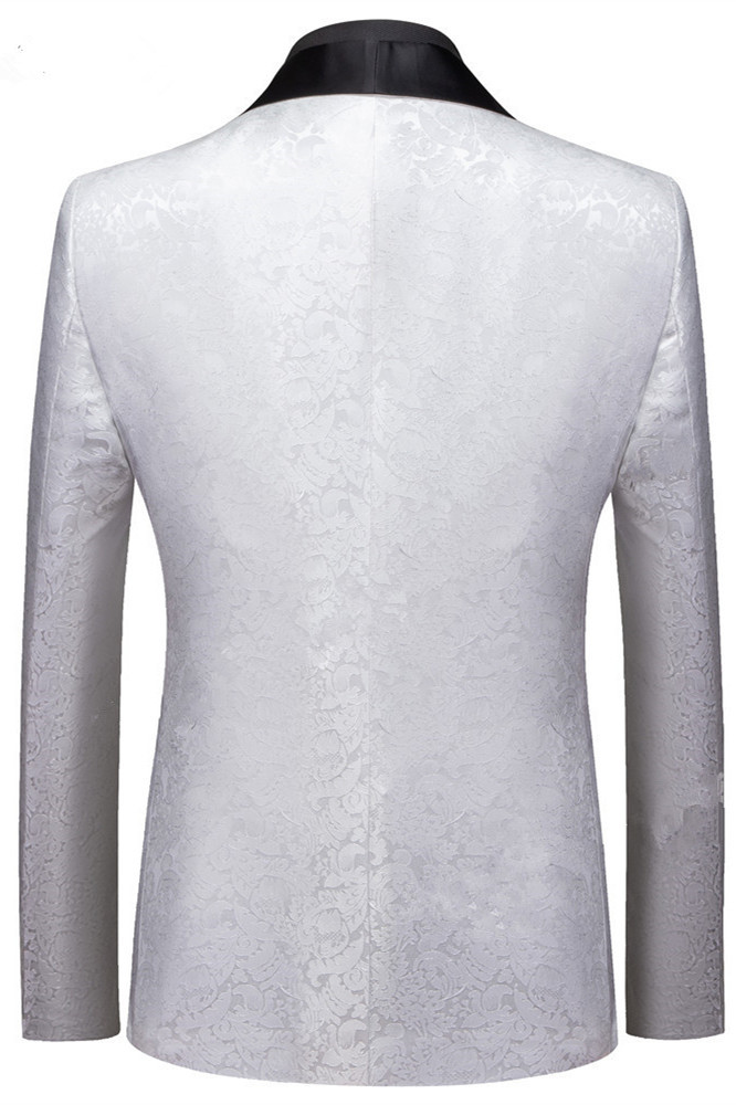 Glamorous Shawl Lapel One-Button Wedding Tuxedo with White Jacquard