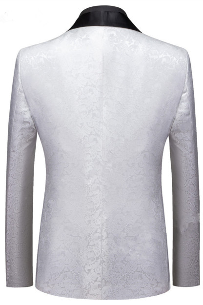 Glamorous Shawl Lapel One-Button Wedding Tuxedo with White Jacquard