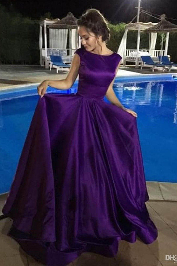 Scoop Cap Sleeve Long Bridesmaid Dress
