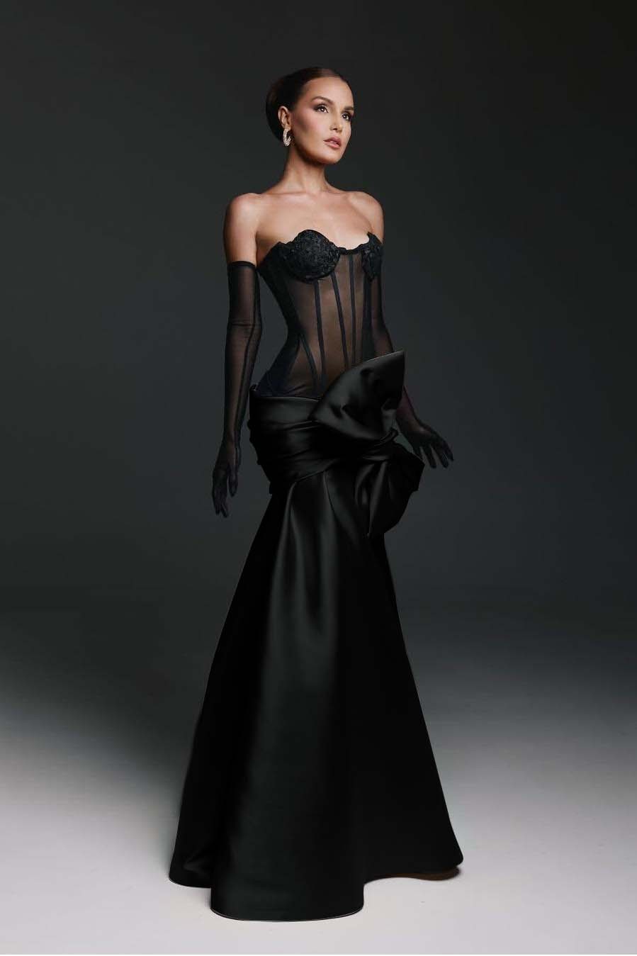 Strapless Sweetheart Sleeveless Long Mermaid Formal Dress With Gloves