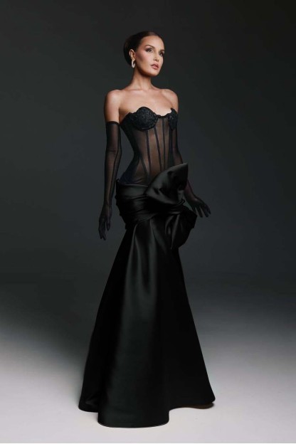 Strapless Sweetheart Sleeveless Long Mermaid Formal Dress With Gloves