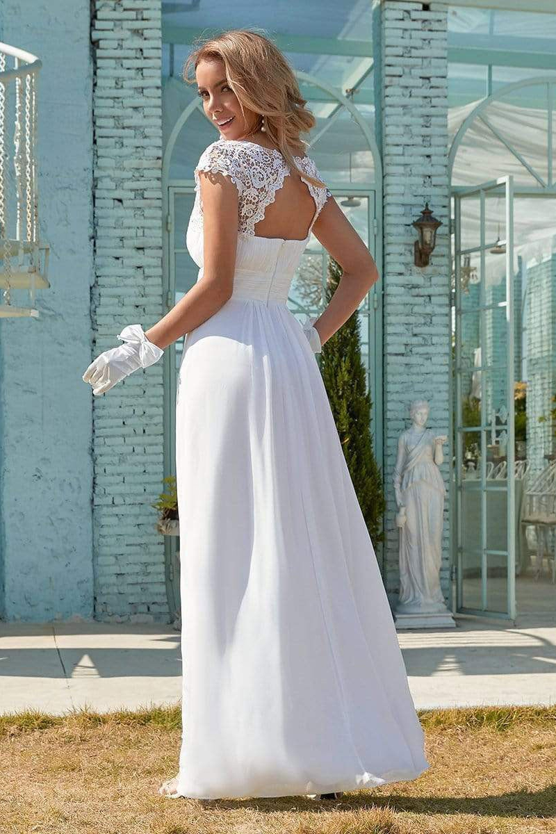 Chiffon White Wedding Dress with Appliques