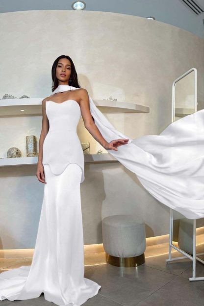 Halter Strapless Sleeveless Long Mermaid Formal Dress With Pleated